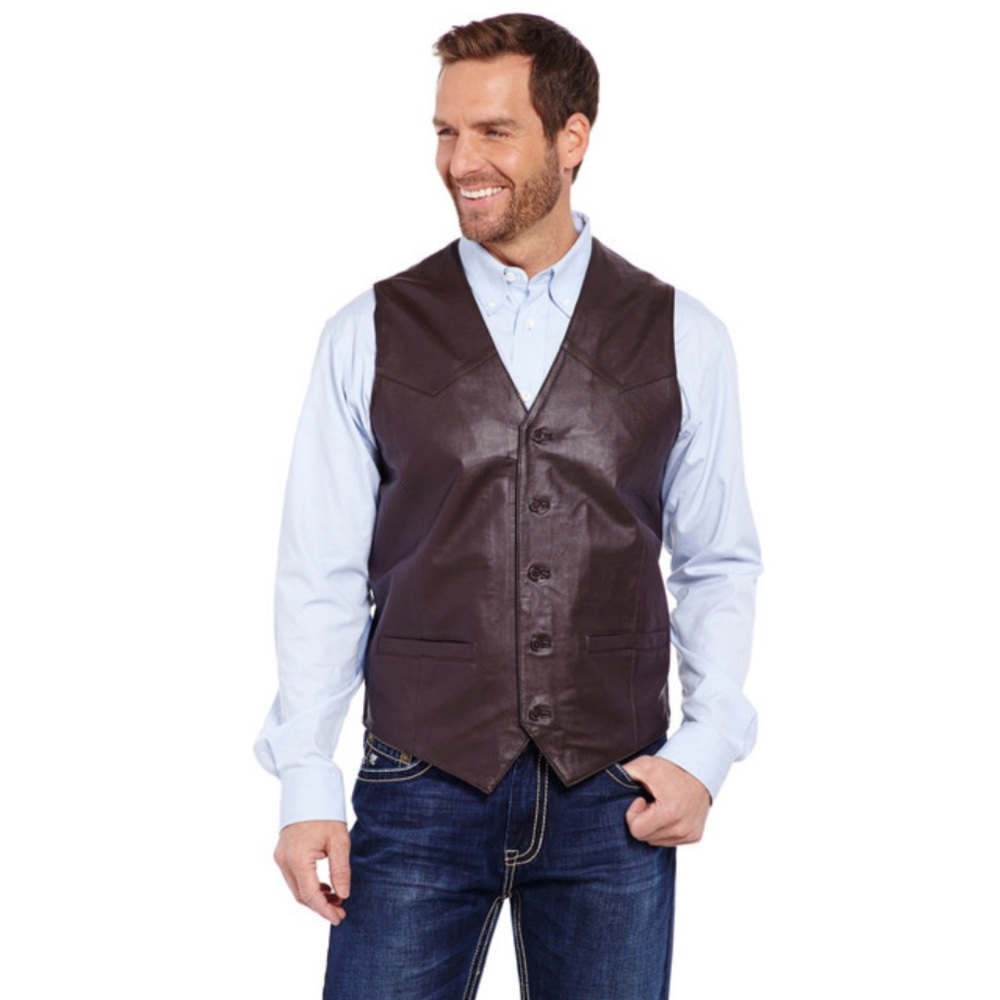 NWOT Cripple Creek Button Front Lambs Leather Vest